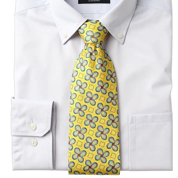 Robert Talbott Hand Sewn Silk Tie Men's 4" Gold Floral Print Woven Made in USA - Picture 1 of 10
